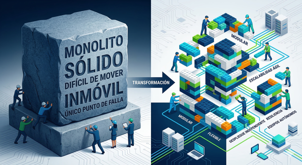 Arquitectura Monolítica vs. Microservicios: Una explicación sencilla para gerentes
